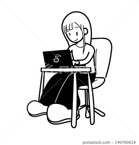 使用電腦的女子（未上色） 140760819