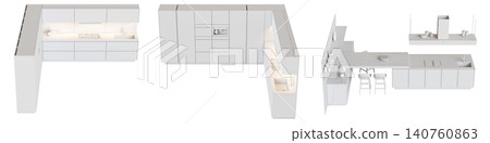 modern kitchen isolated on transparent background, home furniture, 3D illustration, cg render modern kitchen isolated on transparent background, home furniture, 3D illustration, cg render 140760863