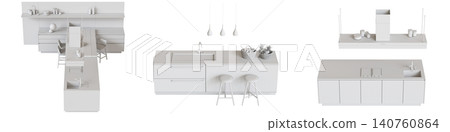 modern kitchen isolated on transparent background, home furniture, 3D illustration, cg render modern kitchen isolated on transparent background, home furniture, 3D illustration, cg render 140760864