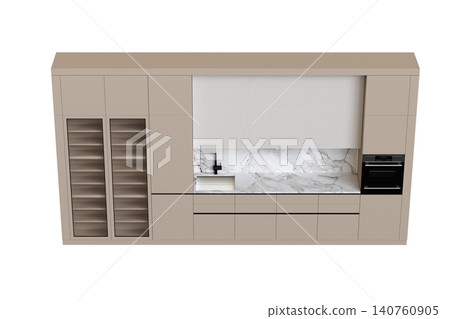 modern kitchen isolated on transparent background, home furniture, 3D illustration, cg render modern kitchen isolated on transparent background, home furniture, 3D illustration, cg render 140760905