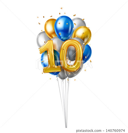 Number 10 balloons and party celebration. Number 10 balloons and party celebration. 140760974