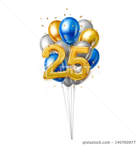 Happy 25th birthday balloon number display. Happy 25th birthday balloon number display. 140760977