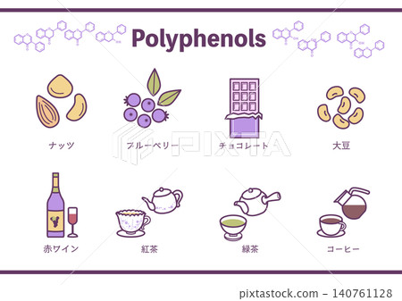 Polyphenol Food Icon Set Polyphenol Food Icon Set 140761128