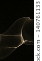 Vertical Abstract Golden Wireframe Wave with Fine Particles on Black Background, Futuristic Digital Mesh Flow 140761133