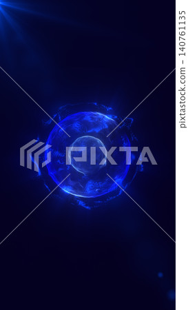 Neon glowing blue abstract sphere animation, vertical futuristic particle field background, digital technology motion graphic with circular plasma ring Neon glowing blue abstract sphere animation, vertical futuristic particle field background, digital technology motion graphic with circular plasma ring 140761135