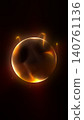 Neon glowing orange abstract sphere animation, vertical futuristic particle field background, digital technology motion graphic with circular plasma trails 140761136