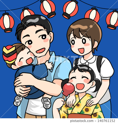 一家人享受夏日節日的插圖 一家人享受夏日節日的插圖 140761152