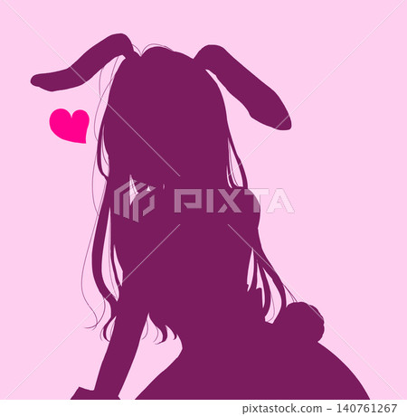 身穿兔女郎裝束的女性剪影;心形符號。 身穿兔女郎裝束的女性剪影;心形符號。 140761267