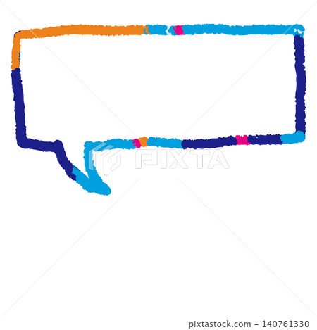 A set of speech bubbles drawn with blue crayons. Colorful frames. A set of speech bubbles drawn with blue crayons. Colorful frames. 140761330