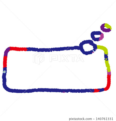 A set of speech bubbles drawn with blue crayons. Colorful frames. A set of speech bubbles drawn with blue crayons. Colorful frames. 140761331