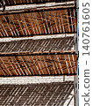 Abstract art photography of construction scaffolding shape duplication and double rhythm 140761605