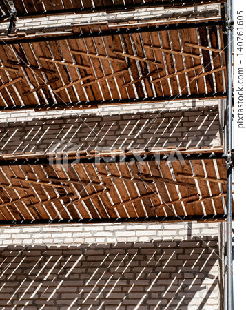 Abstract art photography of construction scaffolding shape duplication and double rhythm Abstract art photography of construction scaffolding shape duplication and double rhythm 140761605