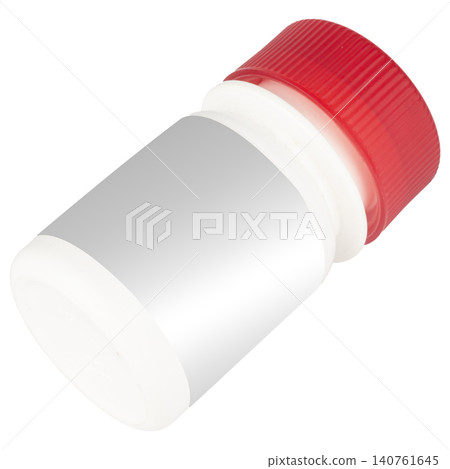 Medicine bottle with a red cap plastic 140761645