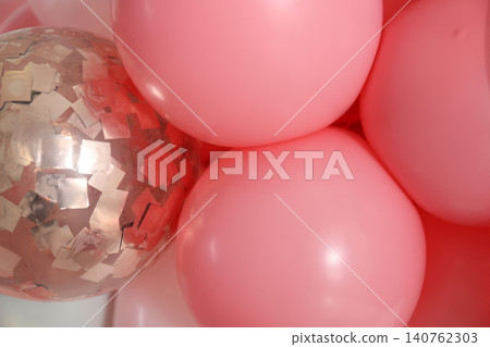 Beautiful colorful balloons on light background, closeup 140762303