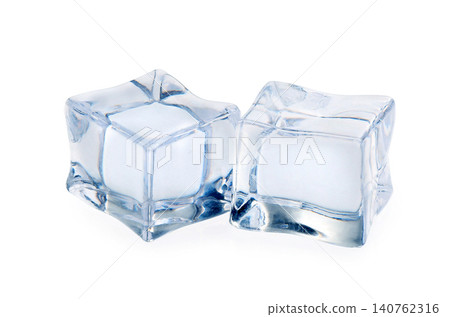 Crystal clear ice cubes isolated on white Crystal clear ice cubes isolated on white 140762316