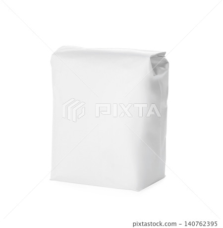 Pack of flour isolated on white. Mockup for design 140762395
