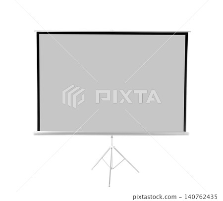 Tripod with projection screen isolated on white. Space for design Tripod with projection screen isolated on white. Space for design 140762435