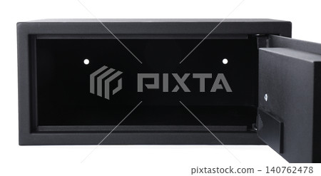 Empty black steel safe isolated on white Empty black steel safe isolated on white 140762478