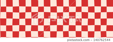 Distorted red checkerboard seamless vector pattern, Wavy squares, groovy warped plaid background Distorted red checkerboard seamless vector pattern, Wavy squares, groovy warped plaid background 140762544