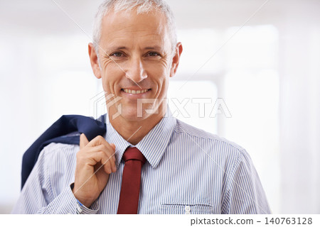 Smile, portrait and mature businessman, director or senior manager at corporate startup office. Trust, confidence and happy business owner, boss or entrepreneur at professional agency with pride 140763128