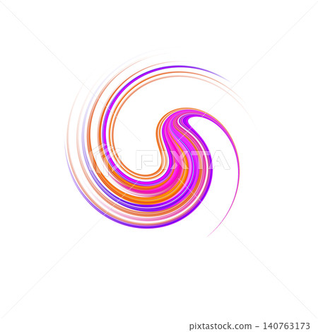 Abstract dynamic spiral swirl element with fine gradient lines of purple pink and orange isolated Abstract dynamic spiral swirl element with fine gradient lines of purple pink and orange isolated 140763173