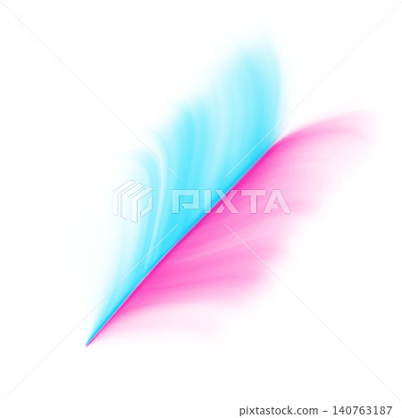 Abstract dynamic fluid wing shape with soft blurry brush strokes of cyan blue and vibrant pink isolated Abstract dynamic fluid wing shape with soft blurry brush strokes of cyan blue and vibrant pink isolated 140763187