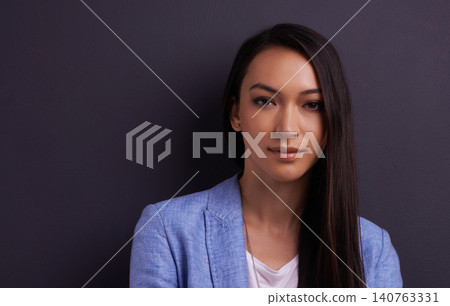 Portrait, serious and business woman in studio isolated on a grey background mockup space for job. Face, confident professional and entrepreneur, employee or consultant working in Mexico for career Portrait, serious and business woman in studio isolated on a grey background mockup space for job. Face, confident professional and entrepreneur, employee or consultant working in Mexico for career 140763331
