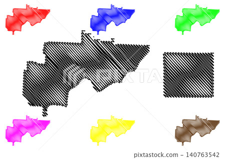 Washington and Wayne County, Ohio State (U.S. county, United States of America, USA, U.S., US) map vector illustration, scribble sketch map 140763542