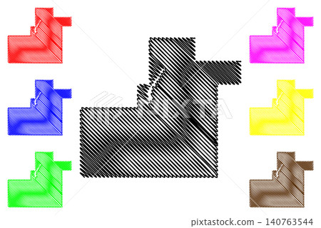 Atoka County, Oklahoma State (U.S. county, United States of America, USA, U.S., US) map vector illustration, scribble sketch Atoka map 140763544
