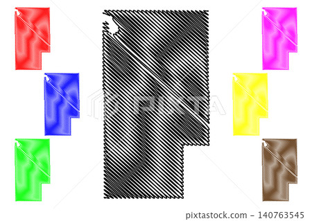 Blaine County, Oklahoma State (U.S. county, United States of America, USA, U.S., US) map vector illustration, scribble sketch Blaine map 140763545