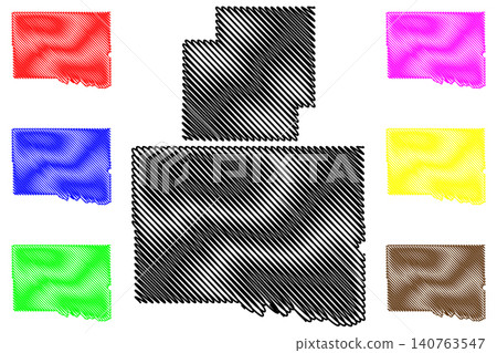 Canadian and Coal County, Oklahoma State (U.S. county, United States of America, USA, U.S., US) map vector illustration, scribble sketch map Canadian and Coal County, Oklahoma State (U.S. county, United States of America, USA, U.S., US) map vector illustration, scribble sketch map 140763547
