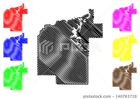 Pittsburg County, Oklahoma State (U.S. county, United States of America, USA, U.S., US) map vector illustration, scribble sketch Pittsburg map 140763728