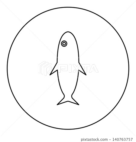 Fish silhouette icon in circle round black color vector illustration image outline contour line thin style Fish silhouette icon in circle round black color vector illustration image outline contour line thin style 140763757