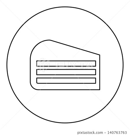 Piece of cake slice icon in circle round black color vector illustration image outline contour line thin style Piece of cake slice icon in circle round black color vector illustration image outline contour line thin style 140763763