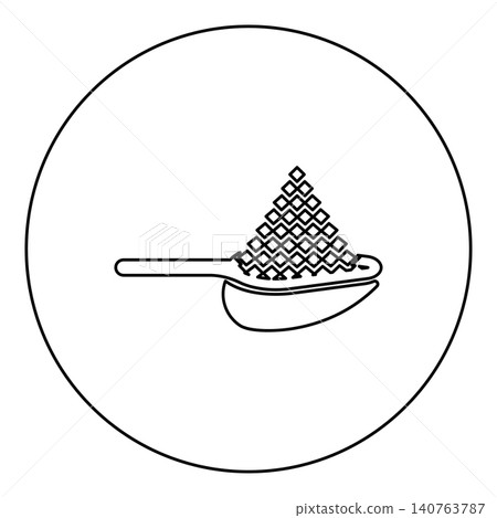 Loose product on scoop bulk icon in circle round black color vector illustration image outline contour line thin style Loose product on scoop bulk icon in circle round black color vector illustration image outline contour line thin style 140763787