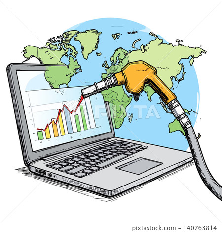 Global fuel price increasing on digital graph Global fuel price increasing on digital graph 140763814