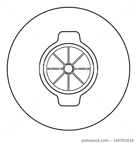 Vegetable cutter dicer hand cut equipment knife icon in circle round black color vector illustration image outline contour line thin style 140763816