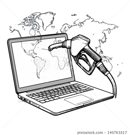 Fueling global digital information connectivity through laptop Fueling global digital information connectivity through laptop 140763817