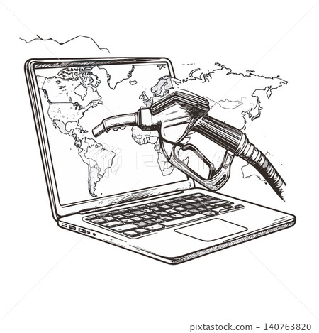 Laptop presenting global internet fuel energy Laptop presenting global internet fuel energy 140763820