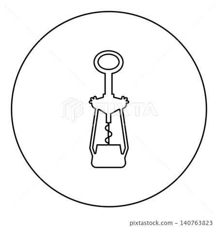 Wing corkscrew for opening wine bottles cork screw icon in circle round black color vector illustration image outline contour line thin style 140763823