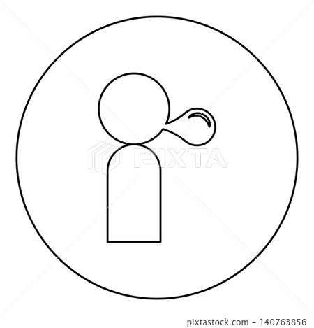 Man blowing bubble gum icon in circle round black color vector illustration image outline contour line thin style Man blowing bubble gum icon in circle round black color vector illustration image outline contour line thin style 140763856