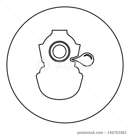 Diver in retro suit blowing bubble gum old vintage concept icon in circle round black color vector illustration image outline contour line thin style Diver in retro suit blowing bubble gum old vintage concept icon in circle round black color vector illustration image outline contour line thin style 140763861