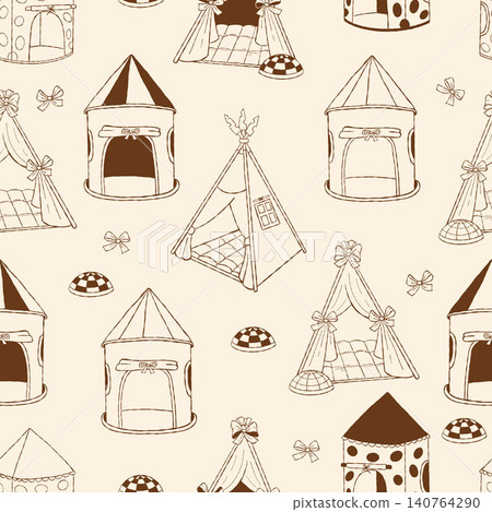 Sensory Integration Autism Tent Seamless Pattern. Outline Brown Occupational Therapy Calming Den on Beige Repeating Background. Children Playhouse Special Needs. Vector Illustration Doodle Hand Drawn Sensory Integration Autism Tent Seamless Pattern. Outline Brown Occupational Therapy Calming Den on Beige Repeating Background. Children Playhouse Special Needs. Vector Illustration Doodle Hand Drawn 140764290