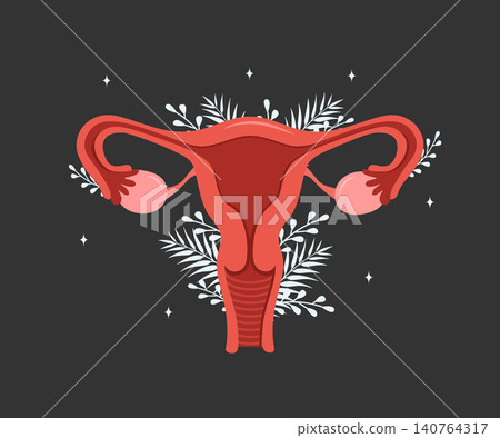 Human uterus icon. Internal organ scan and diagnosis. Treatment of uterine and reproductive system diseases. Flat vector illustration 140764317