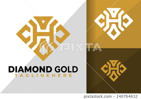 Letter H Diamond Gold Logo Logos Design Element Stock Vector Illustration 140764632