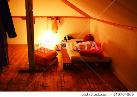 Bulgarian hostel, attic bedroom Bulgarian hostel, attic bedroom 140764809