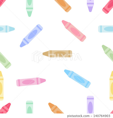 Cute pastel crayons seamless pattern isolated on white background Cute pastel crayons seamless pattern isolated on white background 140764903