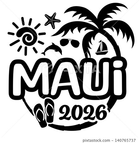 Maui Hawaii 2026 with Vacation and Trip Elements - Palm Tree Sunglasses Dolphin Maui Hawaii 2026 with Vacation and Trip Elements - Palm Tree Sunglasses Dolphin 140765737