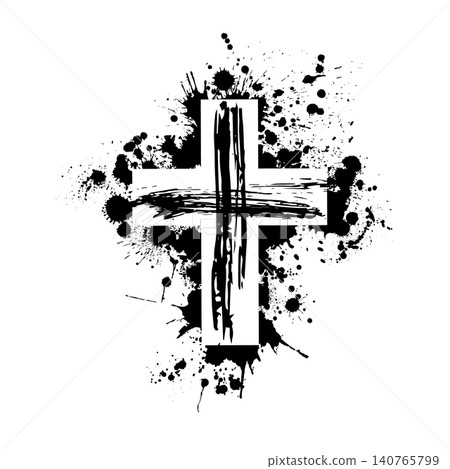 Hand drawn black cross. Vector cross. The cross is made with a brush Hand drawn. Not AI, vector illustration. Hand drawn black cross. Vector cross. The cross is made with a brush Hand drawn. Not AI, vector illustration. 140765799