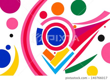Abstract Geometric Colorful Background with Dynamic Circular Shapes Abstract Geometric Colorful Background with Dynamic Circular Shapes 140766017